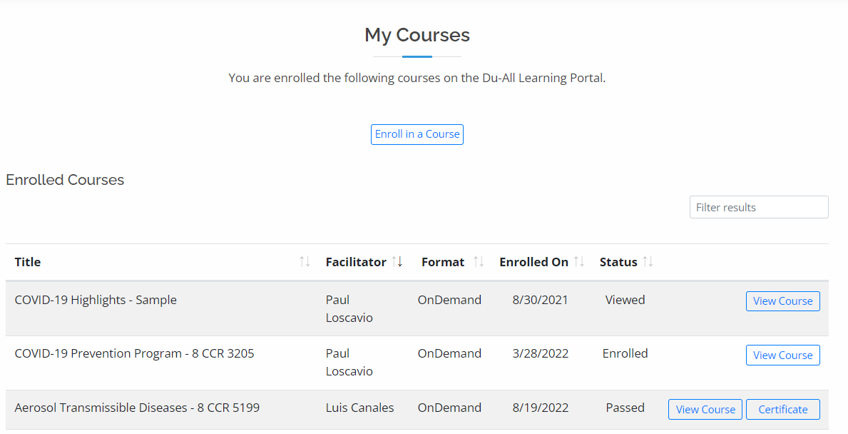 02_access_Du-all Learning P- My Courses Page